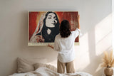 Paul Sinus Wandbild 120x80cm Mystisches Frauenportrait Moderne Kunst in Rot und Schwarz Spirituelle Darstellung