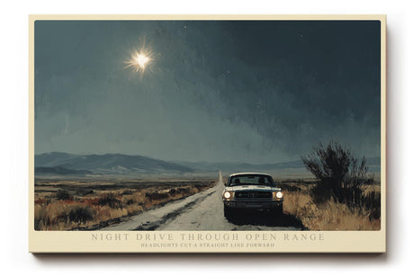 Paul Sinus Wandbild 120x80cm Nachtfahrt auf Landstrasse moderne Landschaft Illustration mit Auto Wanddekoration