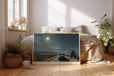 Paul Sinus Wandbild 120x80cm Nachtfahrt auf Landstrasse moderne Landschaft Illustration mit Auto Wanddekoration