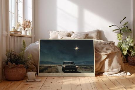 Paul Sinus Wandbild 120x80cm Nachtfahrt auf offener Strasse unter Sternenhimmel moderne Landschaft Kunst Wanddekoration
