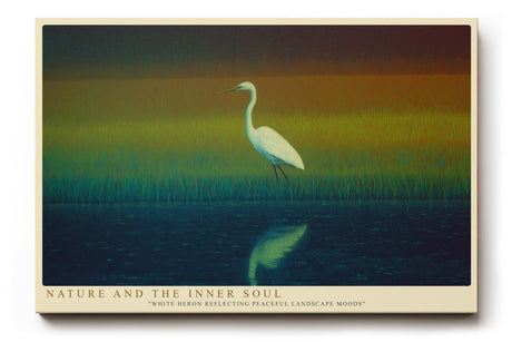 Paul Sinus Wandbild Nature and the Inner Soul – Der weiße Reiher in stiller Landschaft
