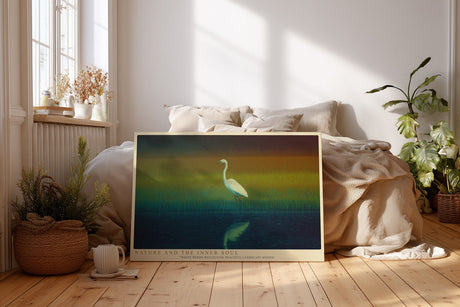 Paul Sinus Wandbild Nature and the Inner Soul – Der weiße Reiher in stiller Landschaft