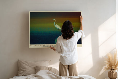 Paul Sinus Wandbild Nature and the Inner Soul – Der weiße Reiher in stiller Landschaft