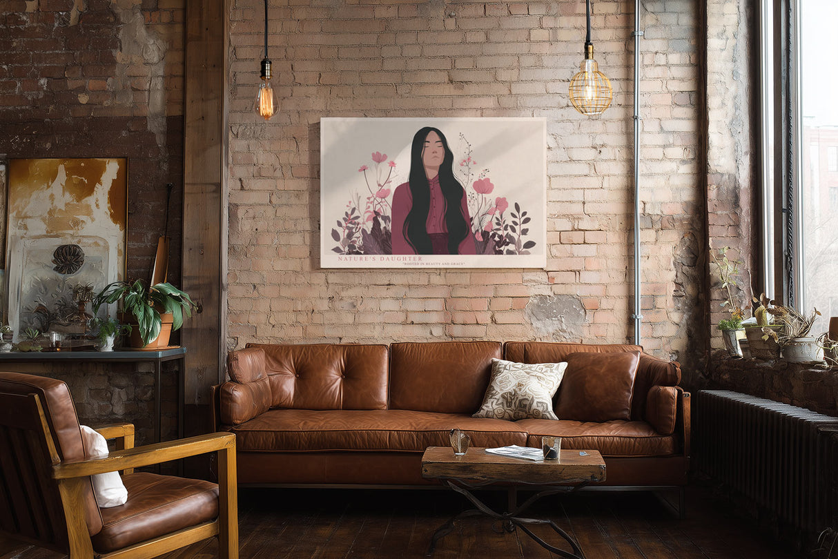 Paul Sinus Wandbild Natures Daughter stilvolles Naturmotiv mit Frau und floralen Elementen in sanften Rosatönen für harmonische Wohnräume mit femininer Note