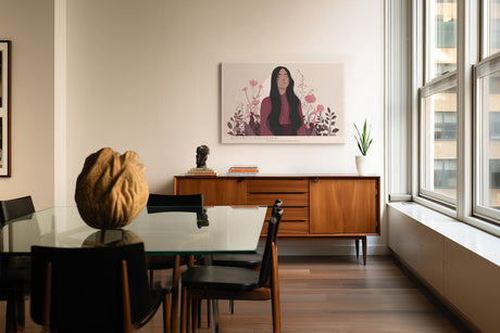 Paul Sinus Wandbild Natures Daughter stilvolles Naturmotiv mit Frau und floralen Elementen in sanften Rosatönen für harmonische Wohnräume mit femininer Note