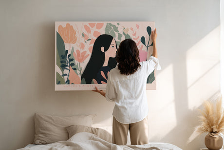 Paul Sinus Wandbild Natures Portrait stilvolles Porträt einer Frau in floraler Umgebung mit sanften Farben für moderne Wohnräume mit natürlicher Ästhetik