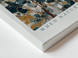 Paul Sinus Wandbild 120x80cm Naturillustration Blaetter und Schmetterlinge in Blau Gold Botanische Kunst Wanddekoration