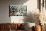Paul Sinus Wandbild 120x80cm Naturillustration Blaetter und Schmetterlinge in Blau Gold Botanische Kunst Wanddekoration