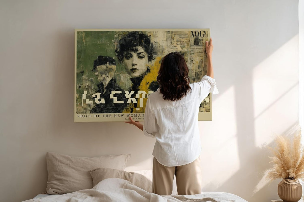 Paul Sinus Wandbild 120x80cm Neue Frau Moderne Collage Portrait LeinWandbild 120x80cm Urban Art Wanddekoration