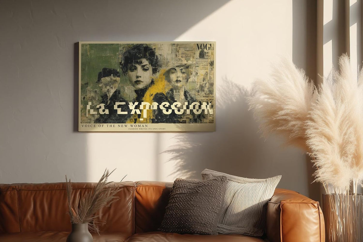 Paul Sinus Wandbild 120x80cm Neue Frau Moderne Collage Portrait LeinWandbild 120x80cm Urban Art Wanddekoration