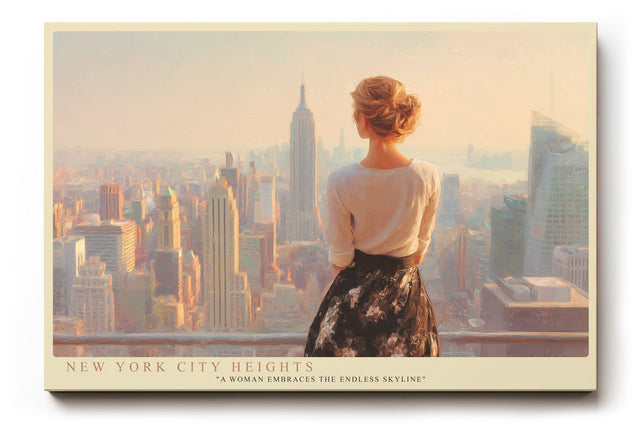 Paul Sinus Wandbild New York City Heights – Urbaner Blick auf die Skyline mit zeitloser Eleganz und weiblicher Perspektive – Kunstvolles Wandbild mit emotionaler Tiefe und architektonischer Weite.