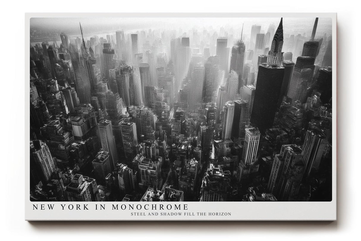 Paul Sinus Wandbild 120x80cm New York in Monochrome schwarz weiß Skyline Manhattan Stadt Fotokunst modernes Architektur Poster für Wohnzimmer Büro