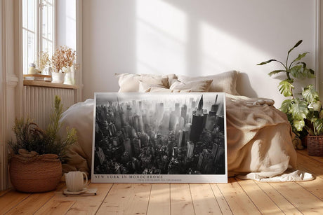 Paul Sinus Wandbild 120x80cm New York in Monochrome schwarz weiß Skyline Manhattan Stadt Fotokunst modernes Architektur Poster für Wohnzimmer Büro