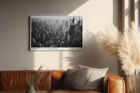 Paul Sinus Wandbild 120x80cm New York in Monochrome schwarz weiß Skyline Manhattan Stadt Fotokunst modernes Architektur Poster für Wohnzimmer Büro