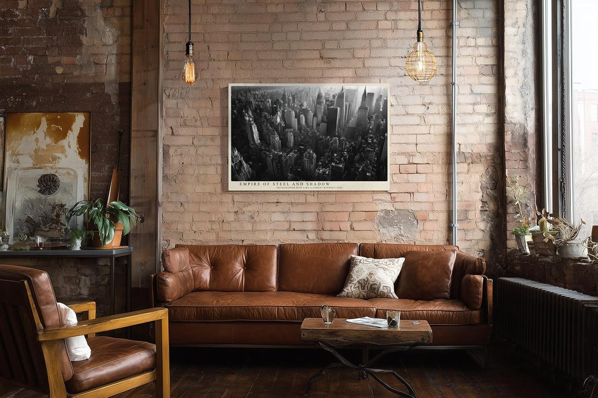 Paul Sinus Wandbild 120x80cm New York Skyline Schwarz Weiss Panorama moderne Stadt Architektur Wanddekoration Wohnzimmer Büro