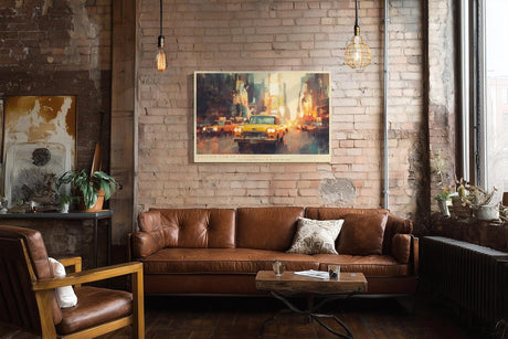 Paul Sinus Wandbild 120x80cm New York Taxi moderne Stadt Kunst impressionistische Metropole Wanddekoration Wohnzimmer Büro