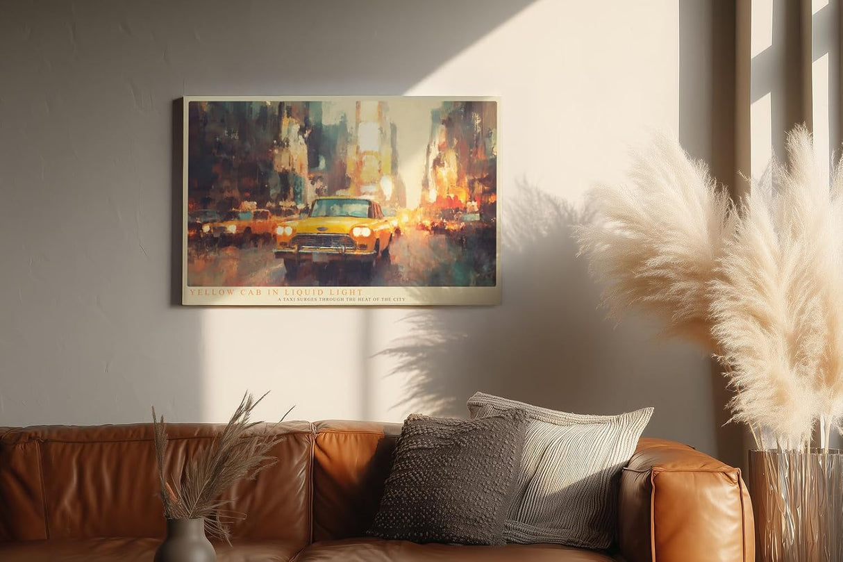 Paul Sinus Wandbild 120x80cm New York Taxi moderne Stadt Kunst impressionistische Metropole Wanddekoration Wohnzimmer Büro