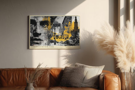 Paul Sinus Wandbild 120x80cm New York Urban Collage Gesicht LeinWandbild 120x80cm Moderne Stadt Kunst Wanddekoration