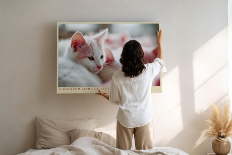 Paul Sinus Wandbild 120x80cm Niedliche weisse Katzen im weichen Licht liebevolles Tiermotiv