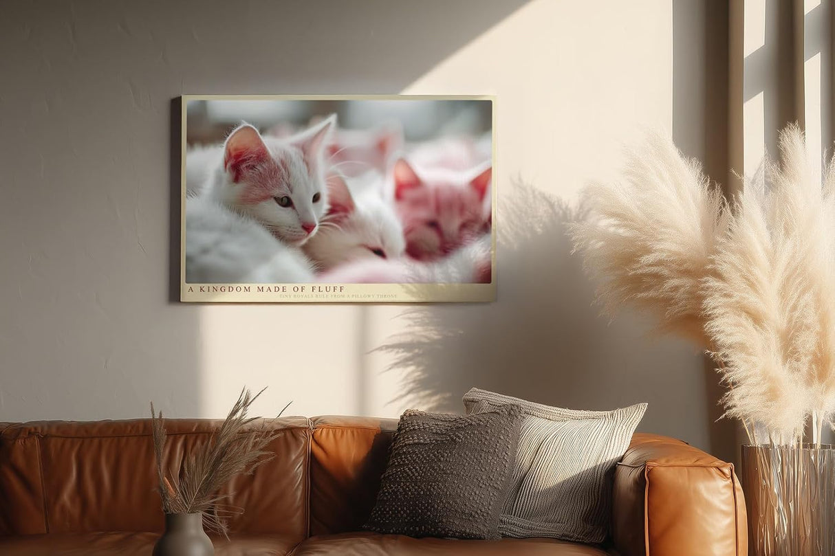 Paul Sinus Wandbild 120x80cm Niedliche weisse Katzen im weichen Licht liebevolles Tiermotiv
