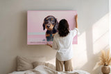 Paul Sinus Wandbild 120x80cm niedlicher Dackel Welpe Portrait moderne Tierfotografie rosa Hintergrund Kunstdruck stilvolle Wanddekoration fuer Wohnzimmer Kinderzimmer Büro