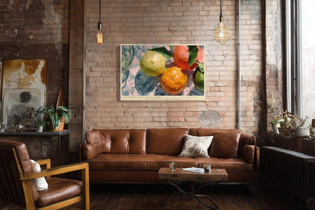 Paul Sinus Wandbild 120x80cm Obst Stillleben modern bunt impressionistische Malerei Kunstdruck grosses Kunstbild warme Wanddekoration fuer Wohnzimmer Kueche Esszimmer Büro