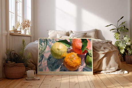 Paul Sinus Wandbild 120x80cm Obst Stillleben modern bunt impressionistische Malerei Kunstdruck grosses Kunstbild warme Wanddekoration fuer Wohnzimmer Kueche Esszimmer Büro