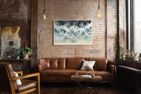 Paul Sinus Wandbild 120x80cm Ocean in Suspended Silence Luftaufnahme Wellen Meer Natur Kunst fuer Wohnzimmer Schlafzimmer und Büro