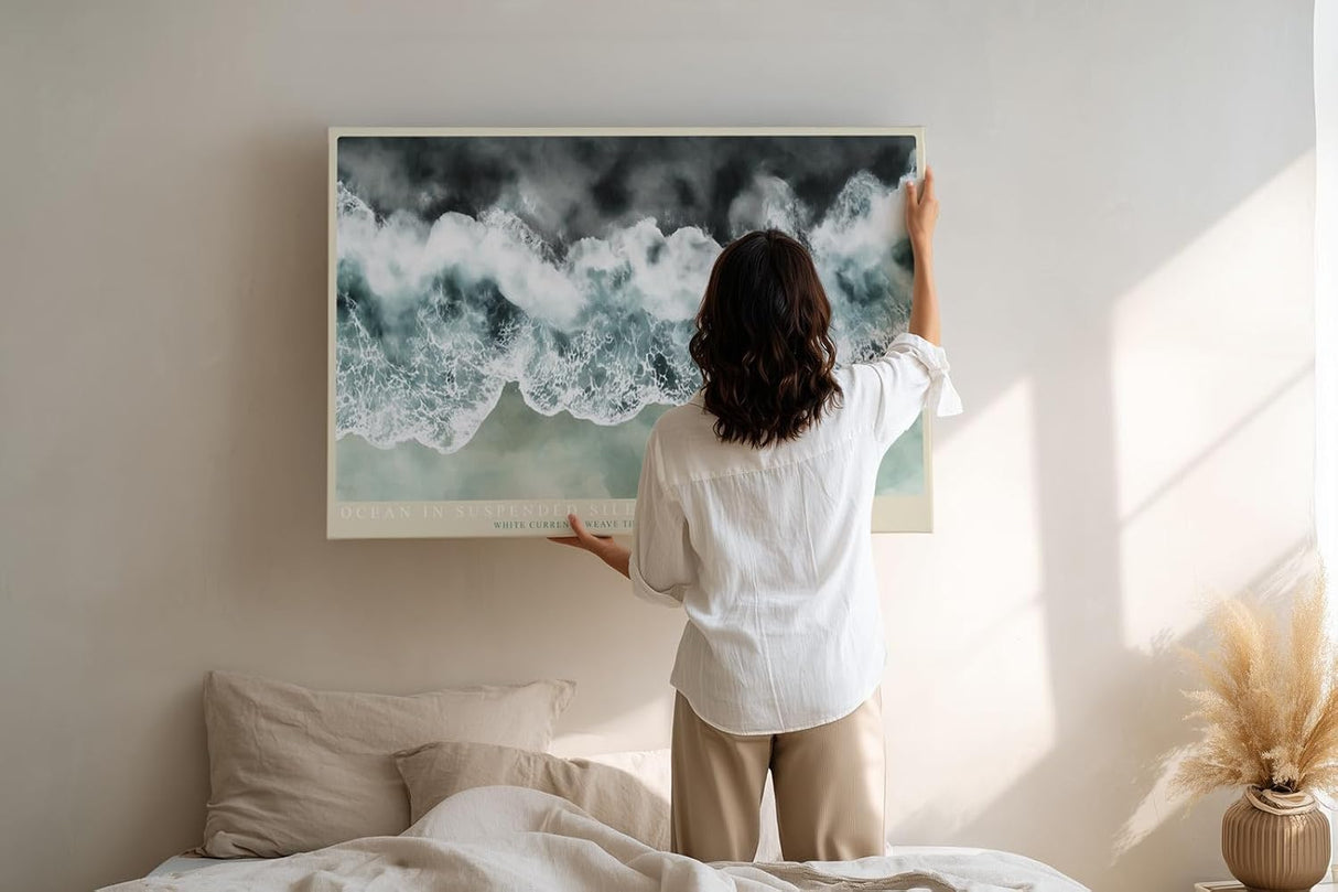 Paul Sinus Wandbild 120x80cm Ocean in Suspended Silence Luftaufnahme Wellen Meer Natur Kunst fuer Wohnzimmer Schlafzimmer und Büro