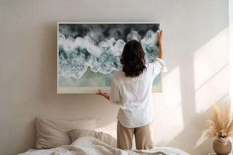 Paul Sinus Wandbild 120x80cm Ocean in Suspended Silence Luftaufnahme Wellen Meer Natur Kunst fuer Wohnzimmer Schlafzimmer und Büro