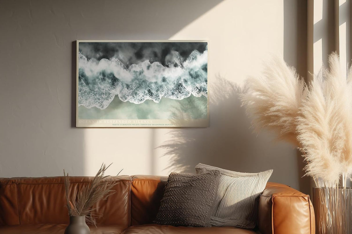 Paul Sinus Wandbild 120x80cm Ocean in Suspended Silence Luftaufnahme Wellen Meer Natur Kunst fuer Wohnzimmer Schlafzimmer und Büro