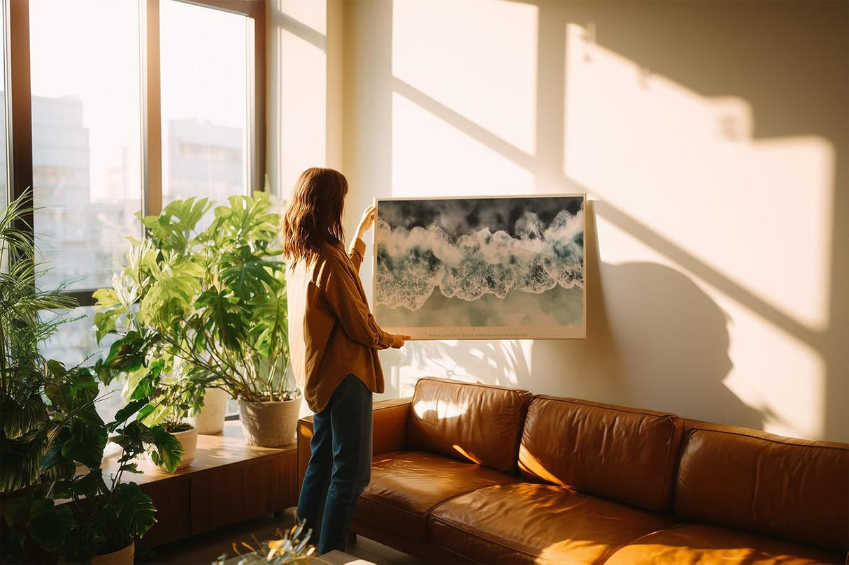 Paul Sinus Wandbild 120x80cm Ocean in Suspended Silence Luftaufnahme Wellen Meer Natur Kunst fuer Wohnzimmer Schlafzimmer und Büro