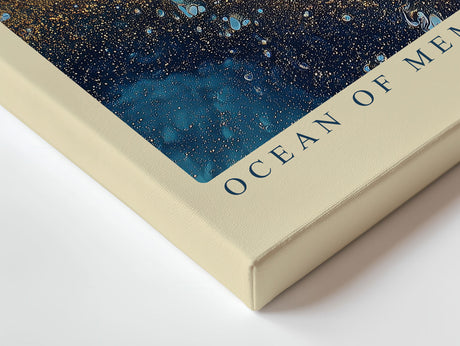 Paul Sinus Wandbild Ocean of Memory and Time Abstract Flow in Blue and Gold Harmony