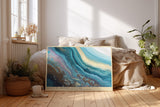 Paul Sinus Wandbild Ocean of Memory and Time Abstract Flow in Blue and Gold Harmony
