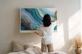 Paul Sinus Wandbild Ocean of Memory and Time Abstract Flow in Blue and Gold Harmony