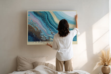 Paul Sinus Wandbild Ocean of Memory and Time Abstract Flow in Blue and Gold Harmony