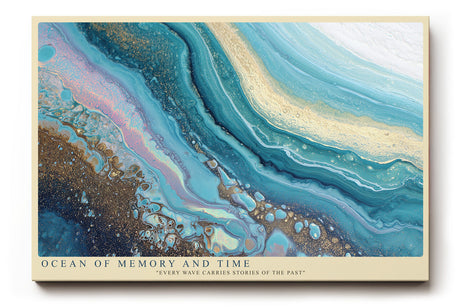 Paul Sinus Wandbild Ocean of Memory and Time Abstract Flow in Blue and Gold Harmony