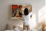 Paul Sinus Wandbild 120x80cm Oktoberfest Szene mit Bierkrug Traditionelle Festkunst in warmen Farben fuer Kueche und Wohnraum