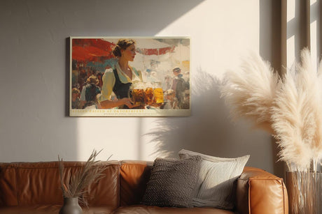 Paul Sinus Wandbild 120x80cm Oktoberfest Szene mit Bierkrug Traditionelle Festkunst in warmen Farben fuer Kueche und Wohnraum