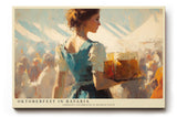 Paul Sinus Wandbild 120x80cm Oktoberfest Szene mit Kellnerin und Bierkrug Traditionelle Festkunst in warmen Farben fuer Wohnraum und Gastronomie