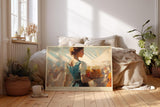Paul Sinus Wandbild 120x80cm Oktoberfest Szene mit Kellnerin und Bierkrug Traditionelle Festkunst in warmen Farben fuer Wohnraum und Gastronomie