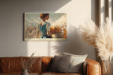 Paul Sinus Wandbild 120x80cm Oktoberfest Szene mit Kellnerin und Bierkrug Traditionelle Festkunst in warmen Farben fuer Wohnraum und Gastronomie