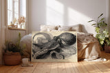 Paul Sinus Wandbild 120x80cm Oktopus Illustration Meereskunst Schwarz Weiss Vintage Naturstudie