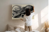 Paul Sinus Wandbild 120x80cm Oktopus Illustration Meereskunst Schwarz Weiss Vintage Naturstudie