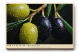Paul Sinus Wandbild 120x80cm Oliven Makrofotografie mediterrane Frucht Naturmotiv gruene schwarze Oliven moderne Wanddekoration fuer Kueche Esszimmer Wohnzimmer