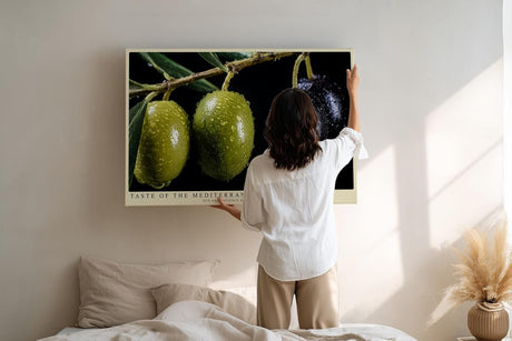 Paul Sinus Wandbild 120x80cm Oliven Makrofotografie mediterrane Frucht Naturmotiv moderne Kuechen Wanddekoration fuer Esszimmer Kueche Wohnzimmer