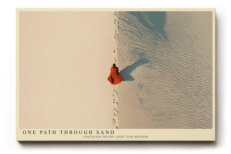Paul Sinus Wandbild 120x80cm One Path Through Sand Wüstenlandschaft mit Fußspuren minimalistische Natur Fotokunst Poster für Wohnzimmer Büro