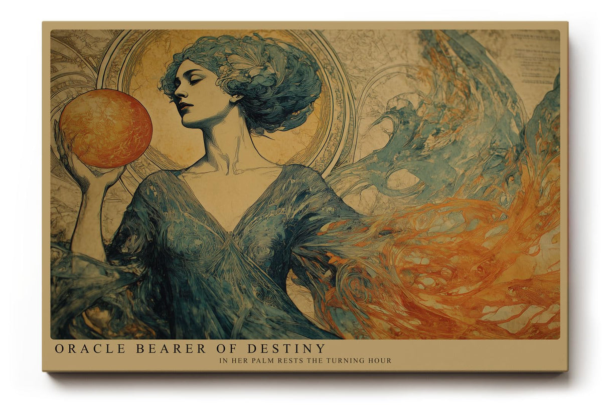 Paul Sinus Wandbild 120x80cm Orakel Frau Jugendstil Kunstmotiv Mystische Figur mit leuchtender Kugel
