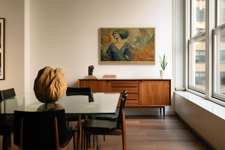 Paul Sinus Wandbild 120x80cm Orakel Frau Jugendstil Kunstmotiv Mystische Figur mit leuchtender Kugel