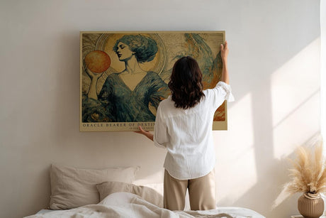 Paul Sinus Wandbild 120x80cm Orakel Frau Jugendstil Kunstmotiv Mystische Figur mit leuchtender Kugel